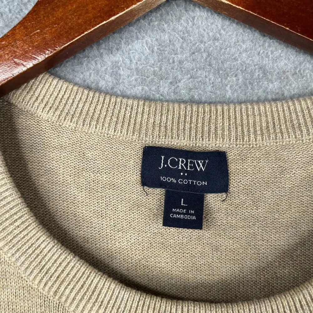 J Crew Crew Neck Sweatshirt Beige Heather Knit Mens Size Large